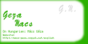 geza macs business card